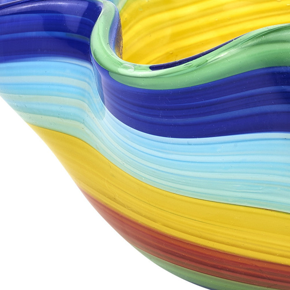 Rainbow Murano Glass Wavy Serving Bowl