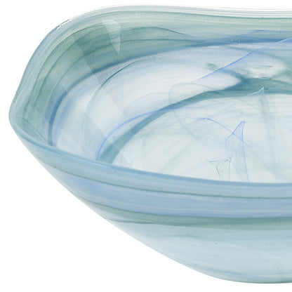 Aqua Blue And White Glass Square Candy or Nut Bowls
