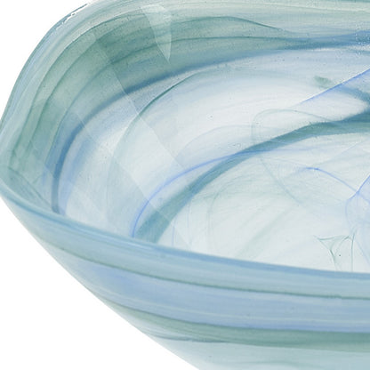 Aqua Blue And White Glass Square Candy or Nut Bowls