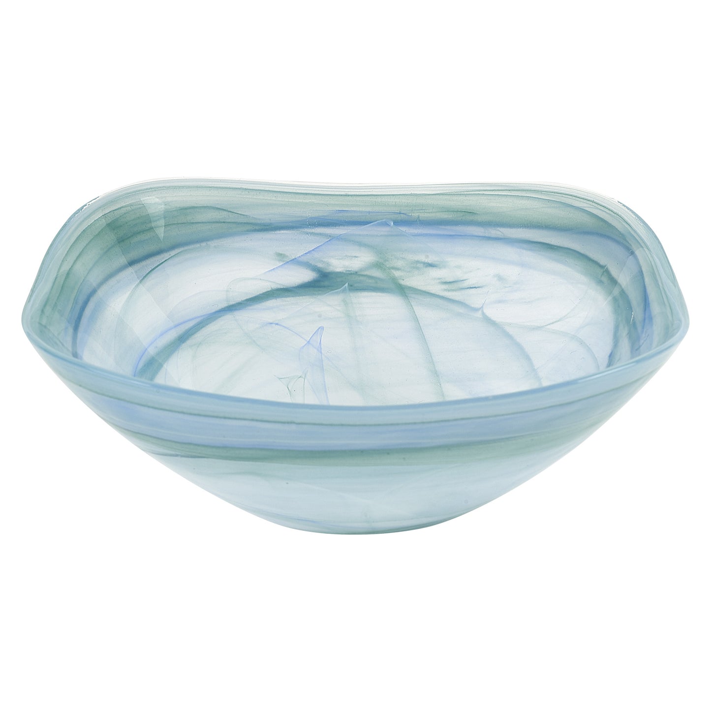 Aqua Blue And White Glass Square Salad Bowl