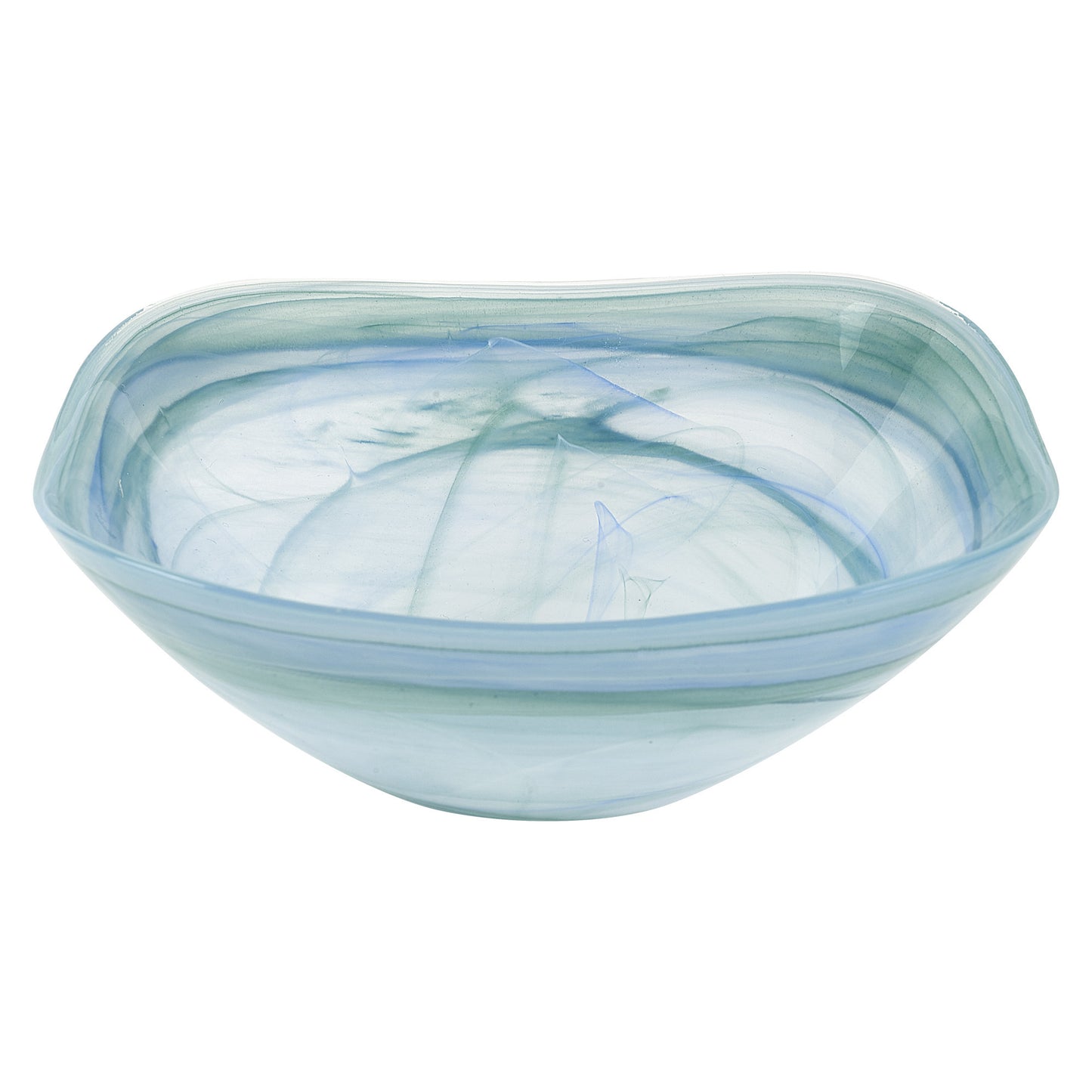 Aqua Blue And White Glass Square Salad Bowl