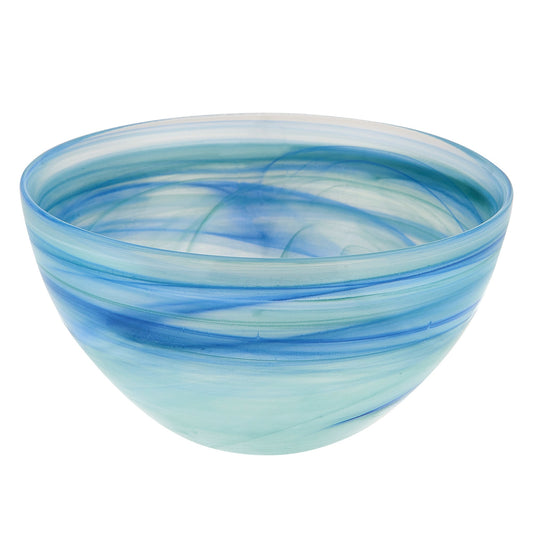 Aqua Blue And White Glass Round Candy or Nut Bowls