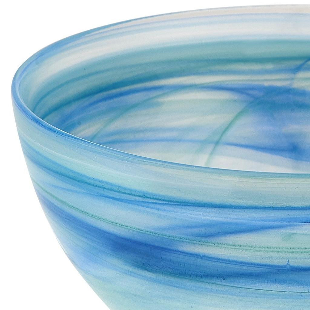 Aqua Blue And White Glass Round Candy or Nut Bowls