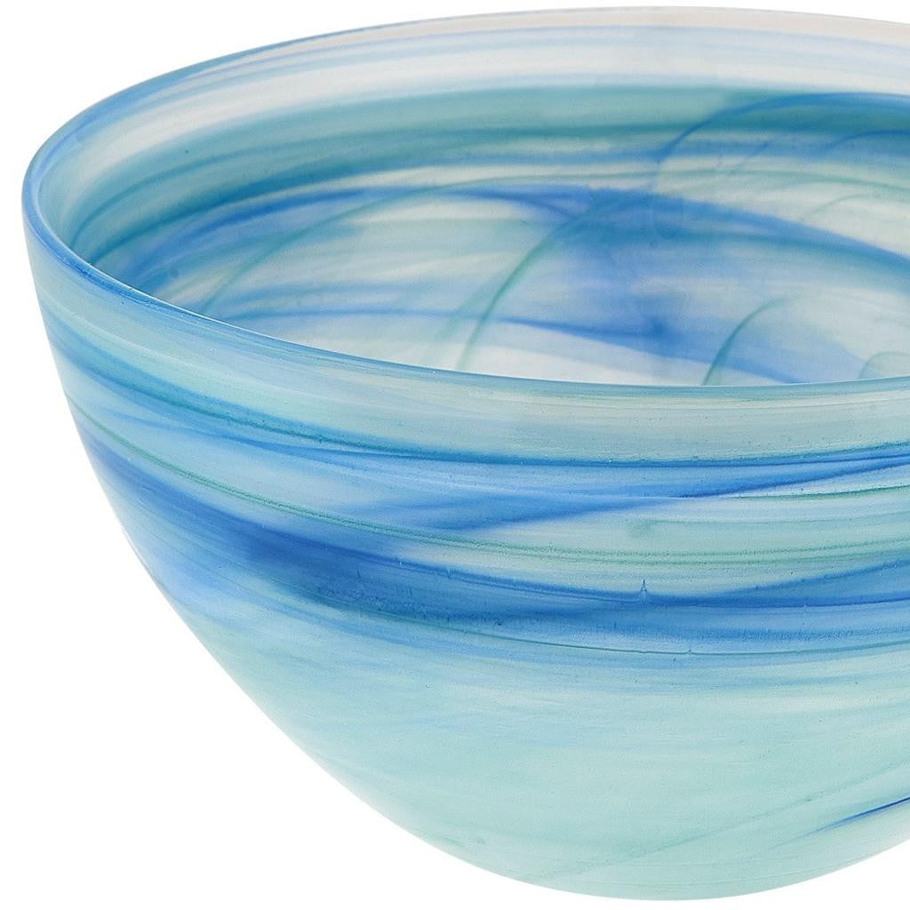 Aqua Blue And White Glass Round Candy or Nut Bowls