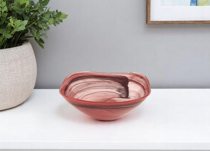 Red And White Glass Square Salad Bowl