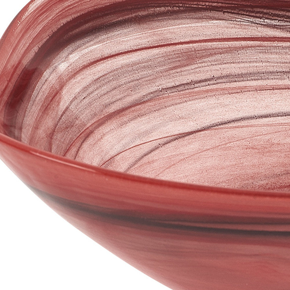 Red And White Glass Square Salad Bowl