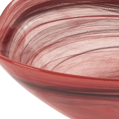 Red And White Glass Square Salad Bowl