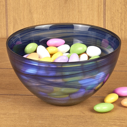 Cobalt And White Glass Round Candy or Nut Bowl