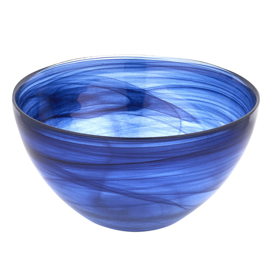 Cobalt And White Glass Round Candy or Nut Bowl