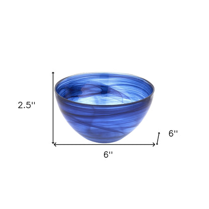 Cobalt And White Glass Round Candy or Nut Bowl