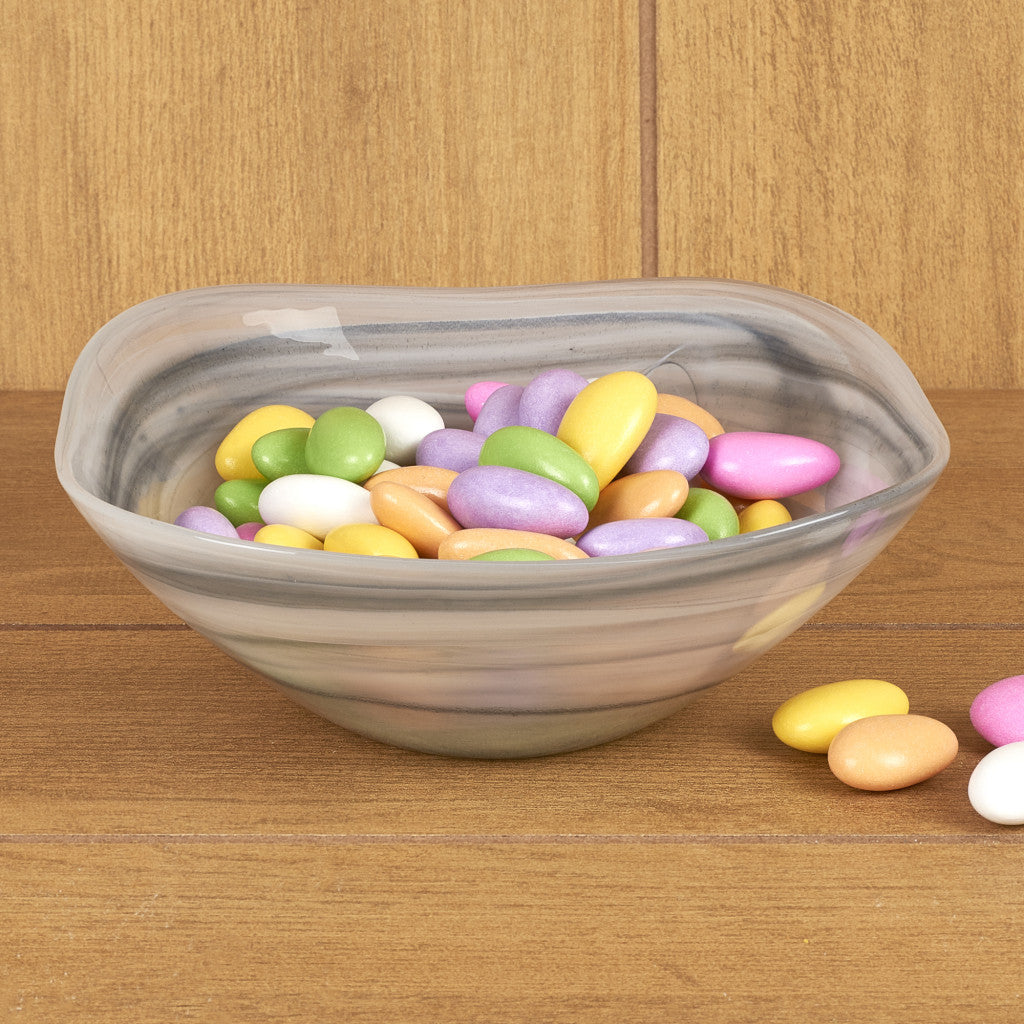 Gray And White Glass Square Candy or Nut Bowls