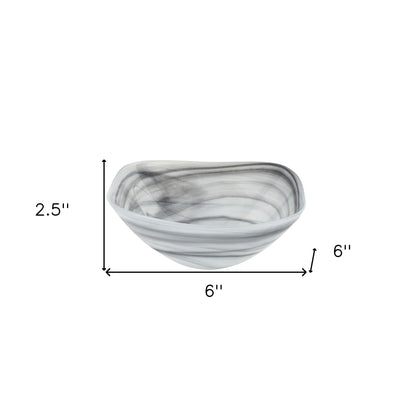 Gray And White Glass Square Candy or Nut Bowls