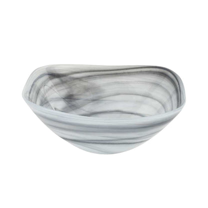 Gray And White Glass Square Salad Bowl