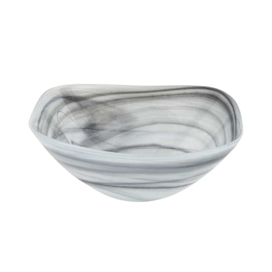 Gray And White Glass Square Salad Bowl