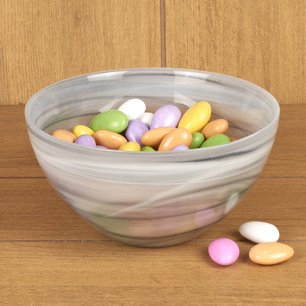 Gray And White Glass Round Candy or Nut Bowl