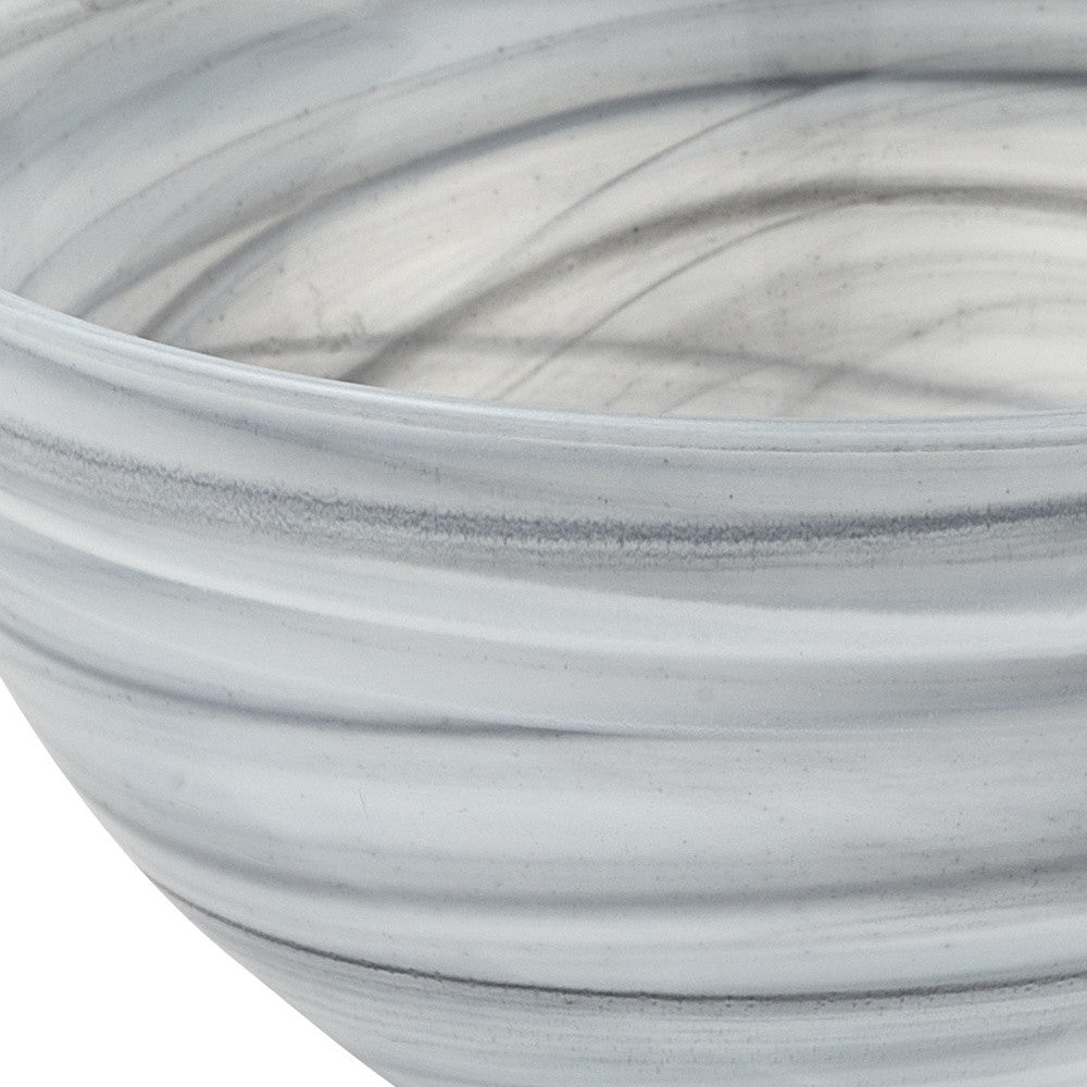 Gray And White Glass Round Candy or Nut Bowl