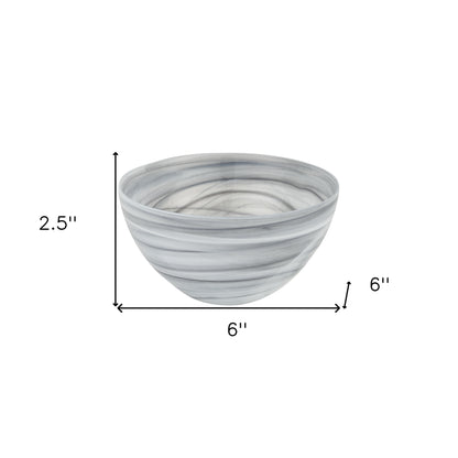 Gray And White Glass Round Candy or Nut Bowl