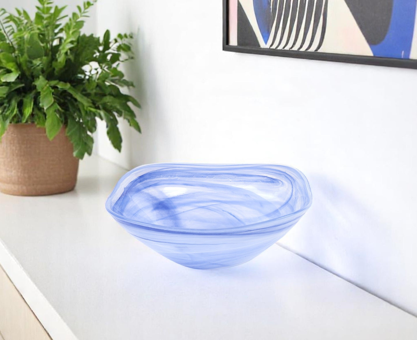 Blue And White Glass Square Candy or Nut Bowls