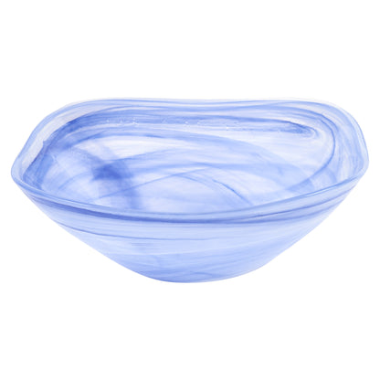 Blue And White Glass Square Salad Bowl