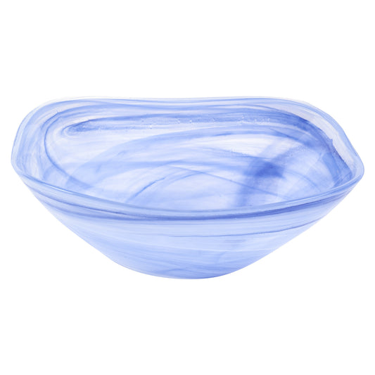Blue And White Glass Square Salad Bowl