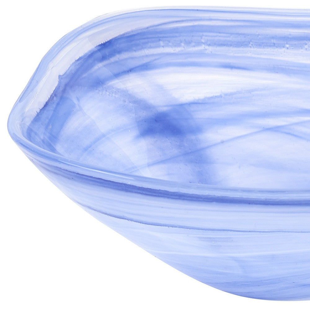 Blue And White Glass Square Salad Bowl