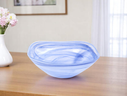 Blue And White Glass Square Salad Bowl