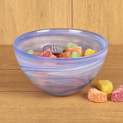 Blue And White Glass Round Candy or Nut Bowl