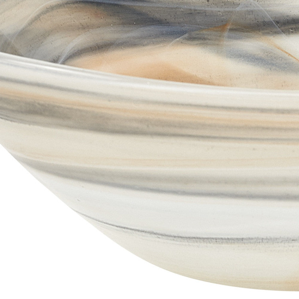 Taupe And White Glass Square Candy or Nut Bowl