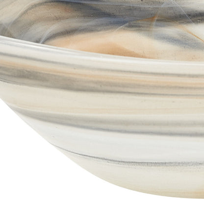 Taupe And White Glass Square Candy or Nut Bowl