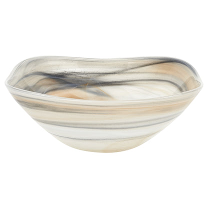 Gray Taupe And White Glass Square Salad Bowl