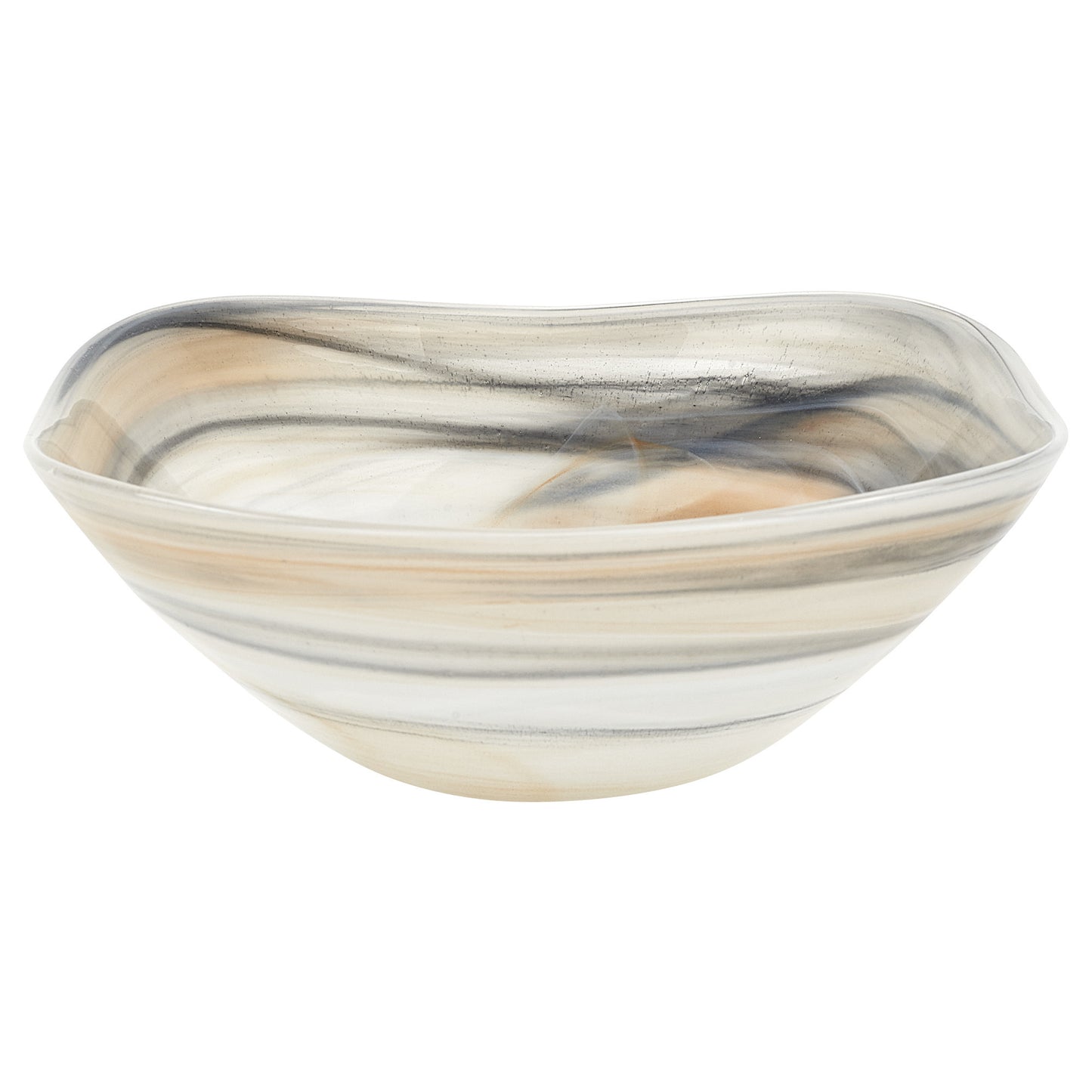 Gray Taupe And White Glass Square Salad Bowl