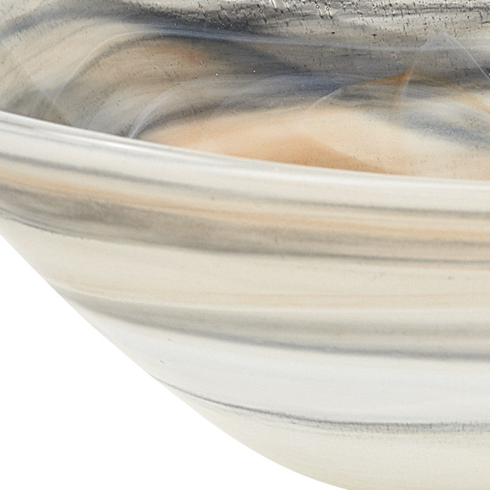 Gray Taupe And White Glass Square Salad Bowl