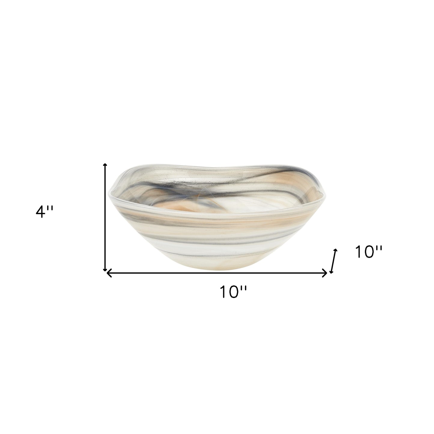 Gray Taupe And White Glass Square Salad Bowl