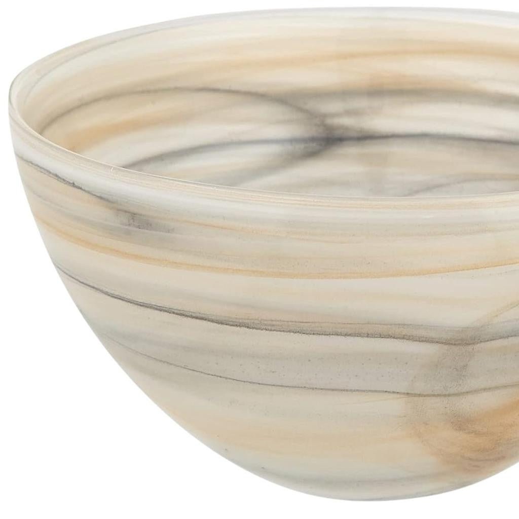 Taupe And White Glass Round Candy or Nut Bowl
