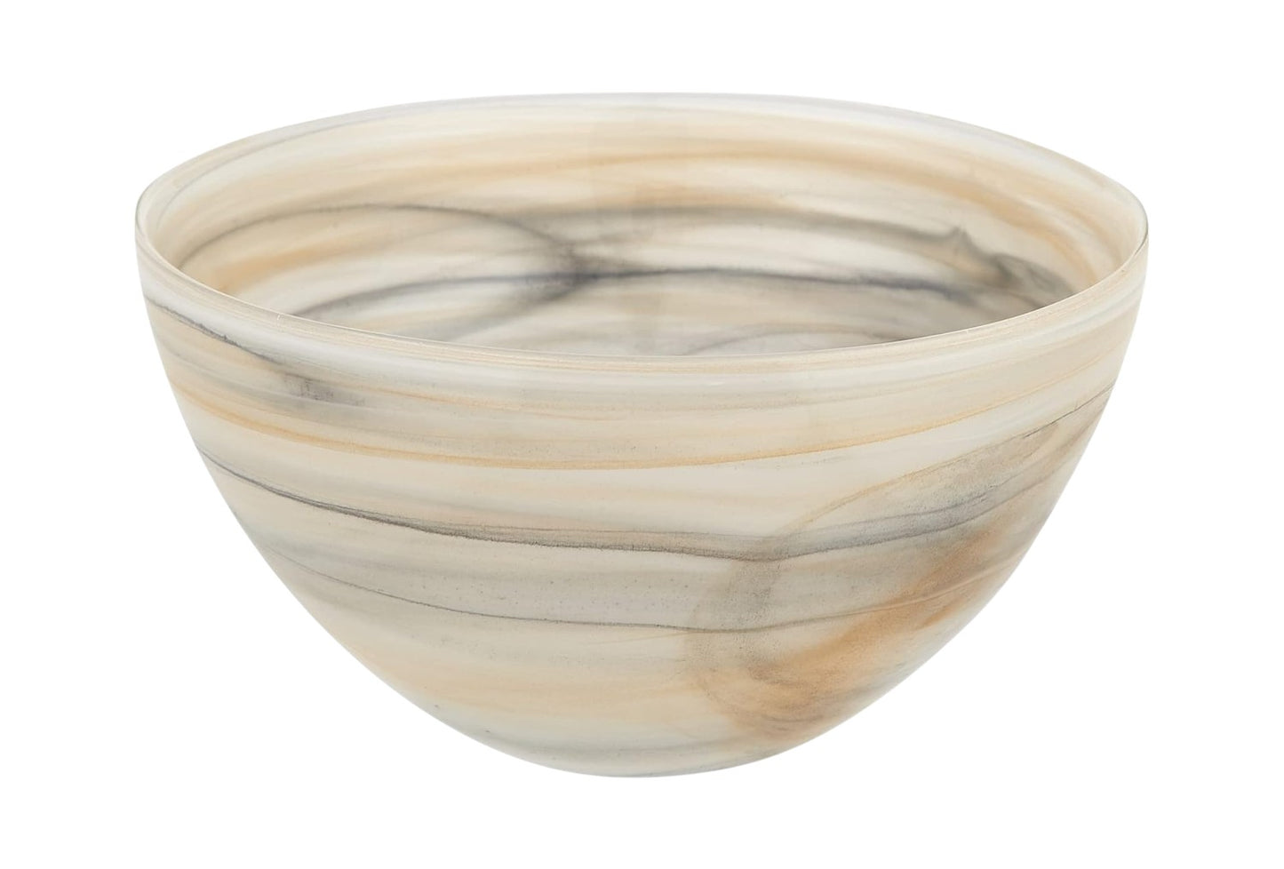 Taupe And White Glass Round Candy or Nut Bowl