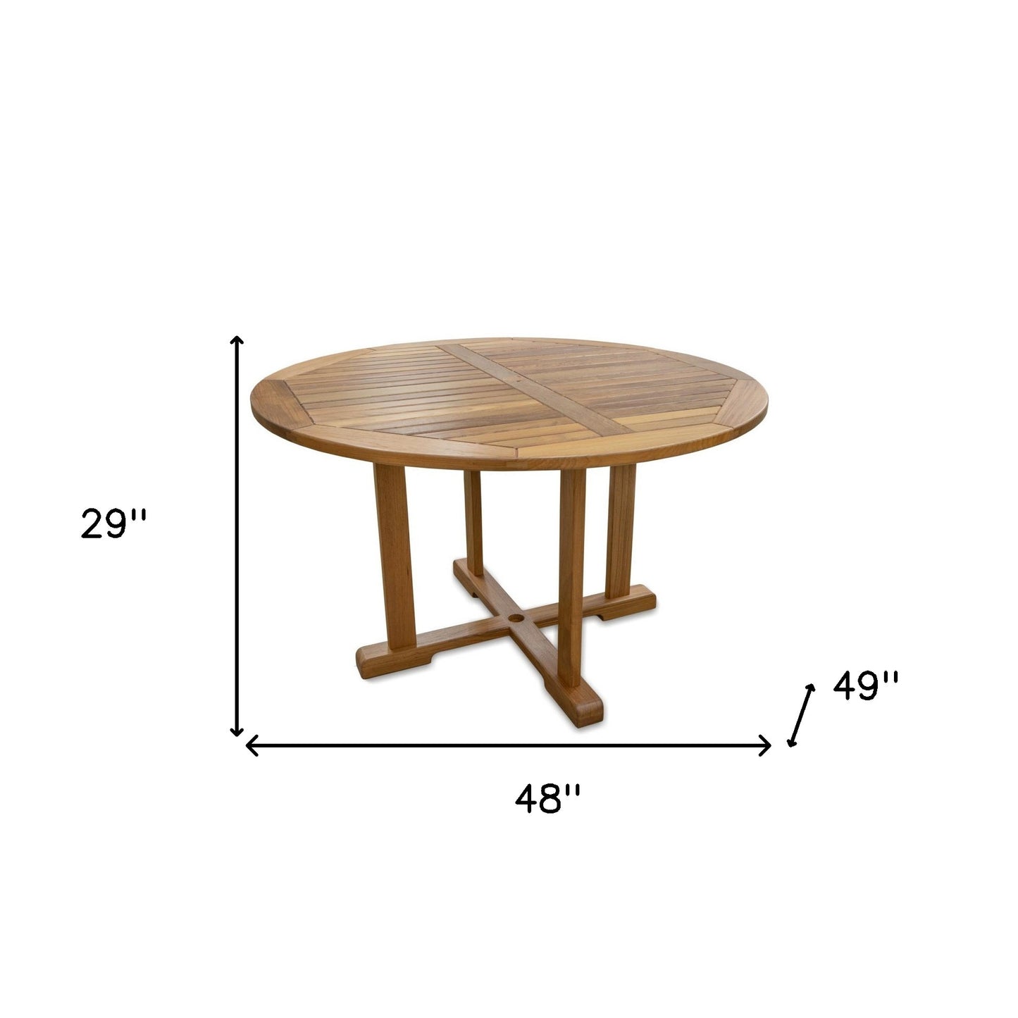 Brown Round Solid Teak Wood Dining Table