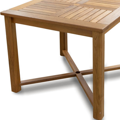 Brown Square Solid Wood Trestle Base Dining Table