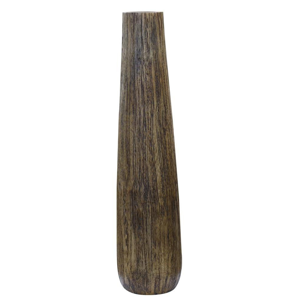 Brown Cylinder Wood Floor Vase