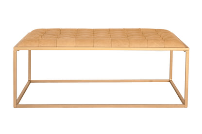 Gold & Brown Leather Rectangular Coffee Table image 2