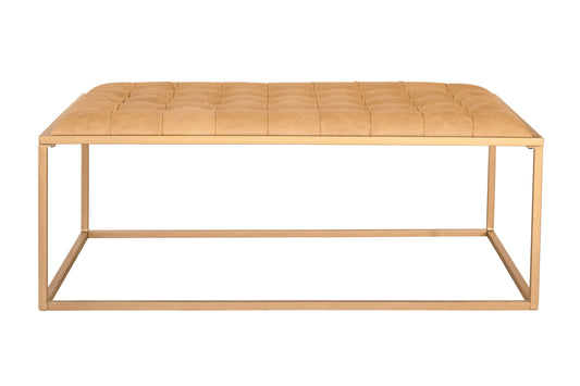 Gold & Brown Leather Rectangular Coffee Table image 2