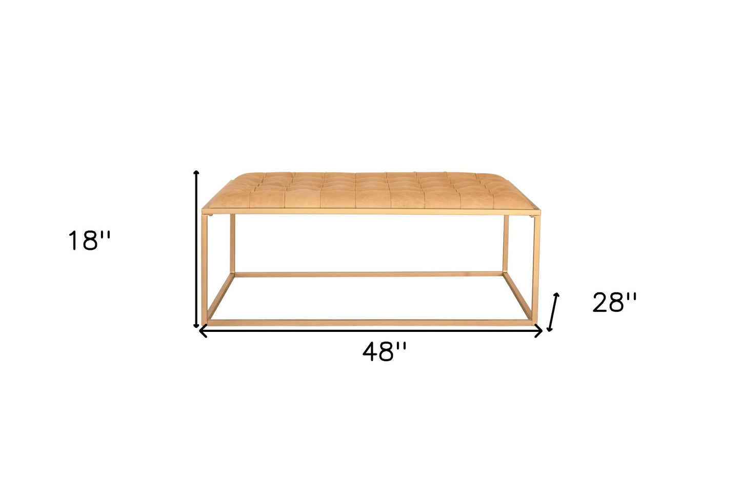 Gold & Brown Leather Coffee Table