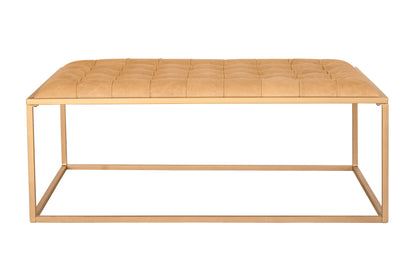 Gold & Brown Leather Coffee Table