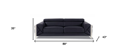 Black Italian Leather Sofa