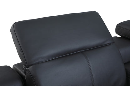 Black Italian Leather U Shaped 6 Piece Sectional w/ Console