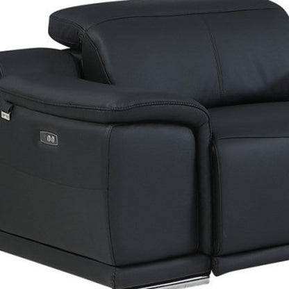 Black Italian Leather U Shaped Seven Piece Sectional w/ Console