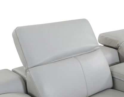 Light Gray Italian Leather U Shaped 8 Piece Sectional w/ Console