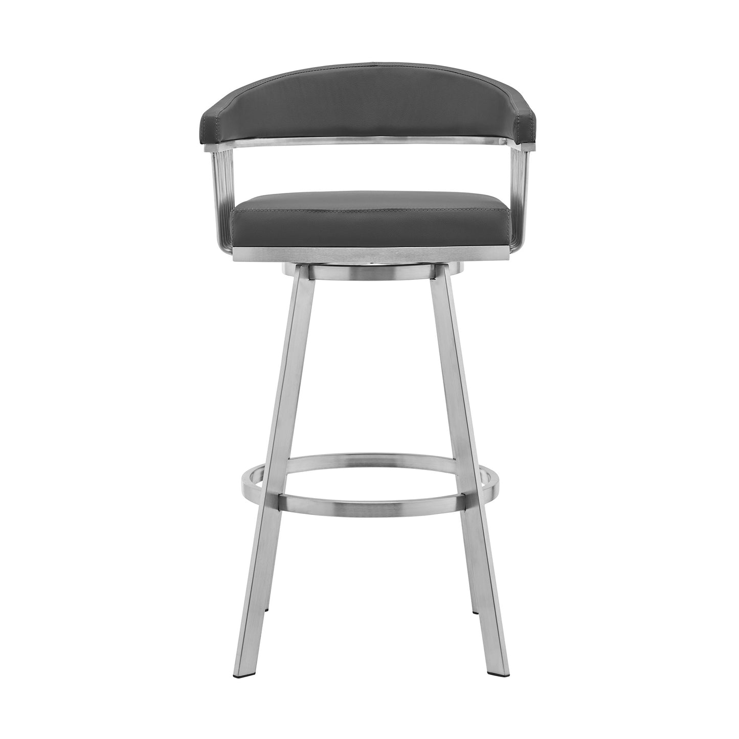 Gray & Silver Iron Swivel Backless Bar Height Bar Chair