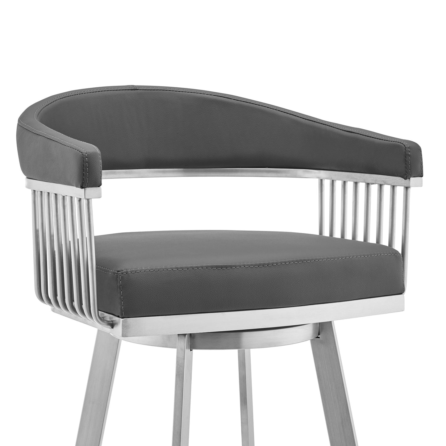Gray & Silver Iron Swivel Backless Bar Height Bar Chair