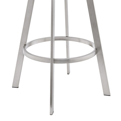 Gray & Silver Iron Swivel Backless Bar Height Bar Chair
