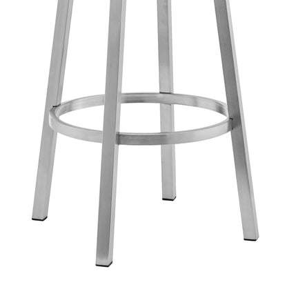 Gray & Silver Faux Leather & Iron Swivel Low Back Counter Height Bar Chair